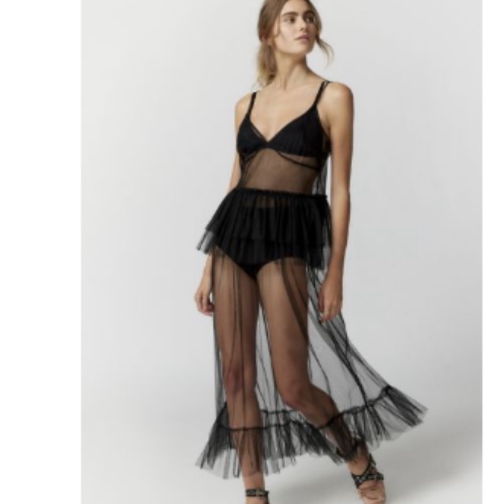 Urban Outfitters Black Tulle Sheer Dress